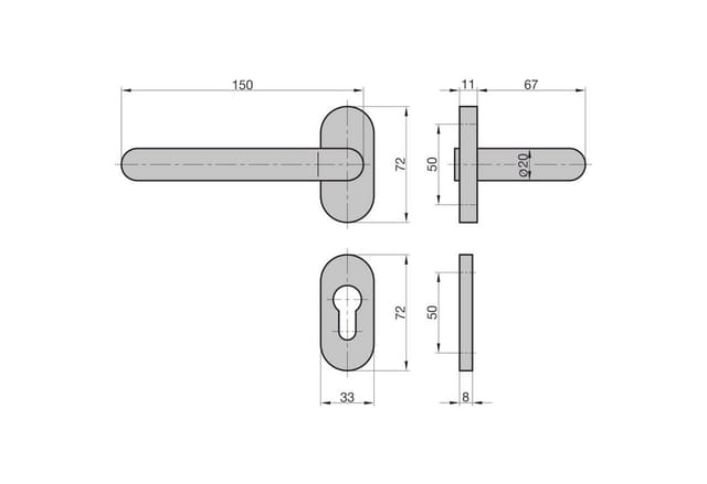 Basi - Schmalrahmen-Garnitur - Edelstahl - U-Form - 7301-0208
