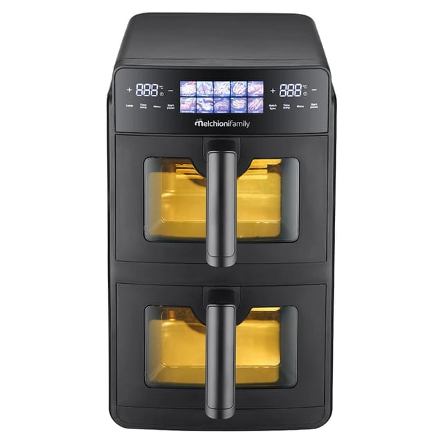 Melchioni Heißluftfritteuse 10L Doppelkorb 2600W Dual Zone Display