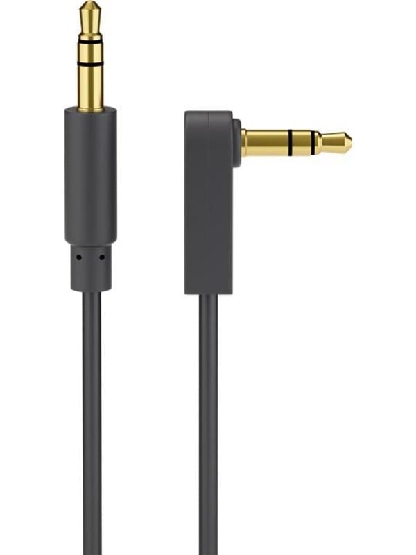 Pro AUX audio connector cable 3.5 mm stereo 3-pin slim CU angled 1m