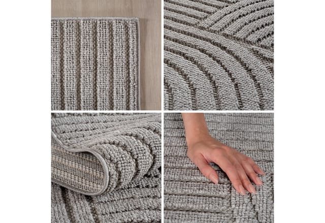 Teppium Teppich Skandinavischer Boho-Teppich mit Schlingenmuster, Rund, Höhe: 20 mm, Kurzflor Schlingen Teppich Grau Boucle-Loop Wohnzimmer Teppich