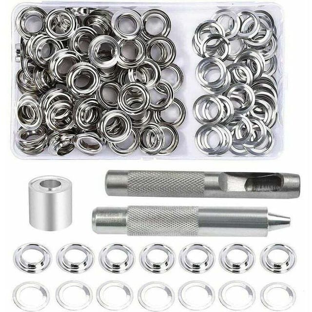 Ösen-set, 100 Ösen (12 Mm), Planenreparaturset Mit 3 Ösenwerkzeugen. Geeignet Für Planen, Stoffe, Vorhänge Und Andere Projekte.