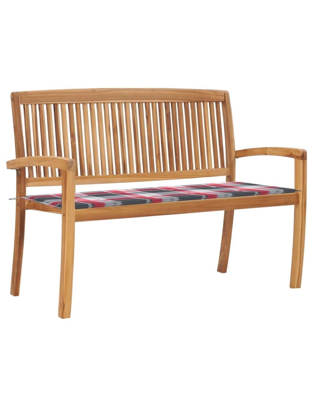 Stapelbare Gartenbank Mit Auflage 128,5 Cm Massivholz Teak Vidaxl842189