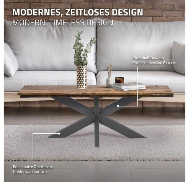 ML-Design Tischgestell Spider 98x58x43 cm Anthrazit Kreuzgestell Kreuz X-Design