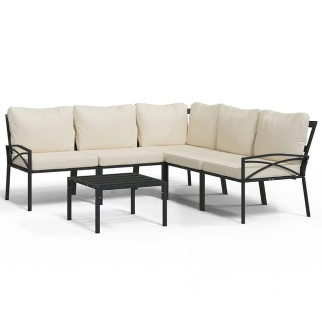 vidaXL 6-tlg Garten-Lounge-Set mit Sandfarbigen Kissen Stahl Modell 1
