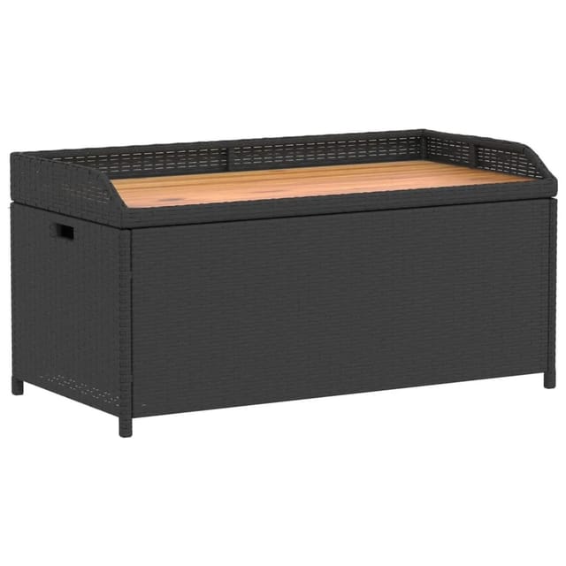 vidaXL Bank mit Stauraum Schwarz 100x50x52 cm Poly Rattan Akazienholz 365949