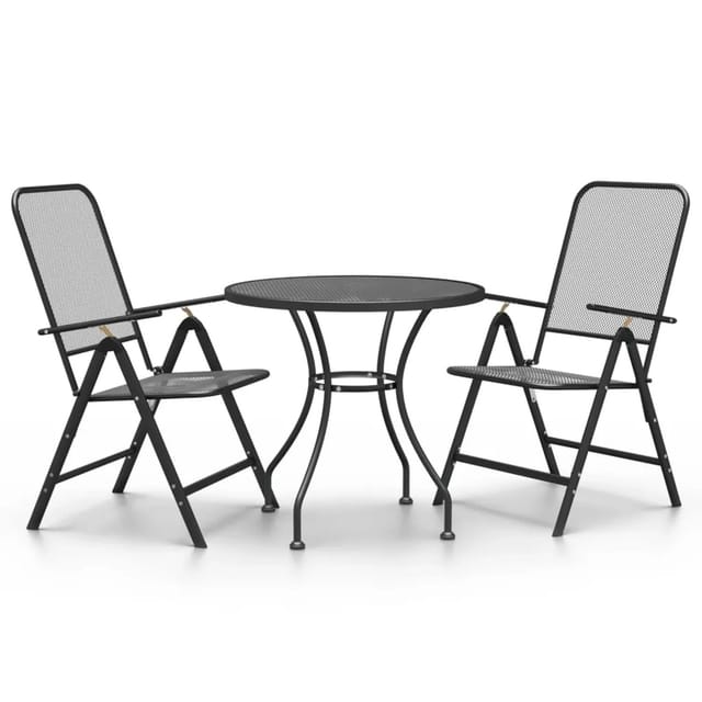 vidaXL 3-Tlg Garten-Essgruppe Streckmetall Anthrazit 3084713