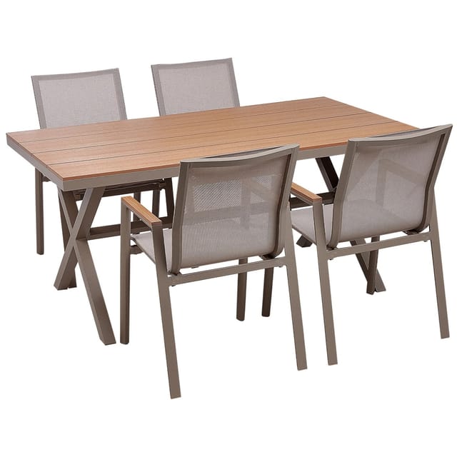 Beliani Gartentisch Set TIANO Taupe