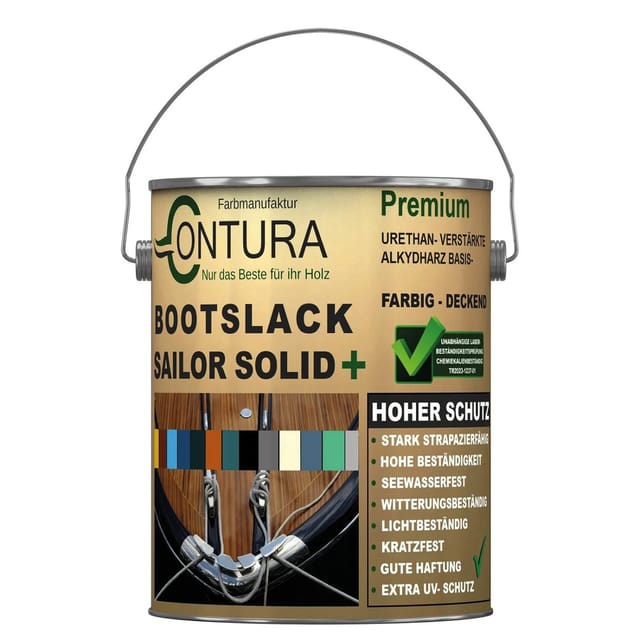 Contura Bootslack Farbig Yacht Buntlack Metall Holz GFK Boot Glänzend 2,5 Liter Natur Grün RAL 6021 Analog
