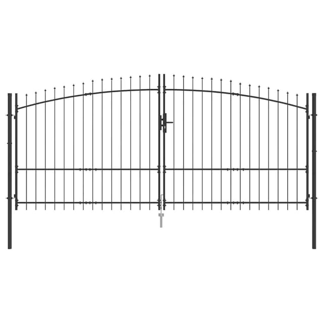 vidaXL Gartentor mit Schloss Grau 175 x 400 cm Stahl 42008858