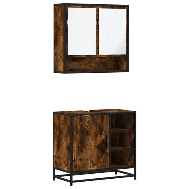 vidaXL 2-Tlg Badmöbel-Set Räuchereiche Holzwerkstoff 3300937