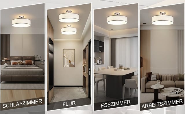 Zedelmaier Lampenschirm Deckenleuchte Deckenlampe mit Stoff, ohne Leuchtmittel, SchirmØ 38 cm, für Wohnzimmer Schlafzimmer Flur