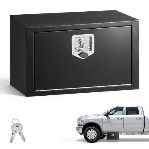 VEVOR Lkw Unterbaubox 609 x 305 x 356 mm Unterflur Staukasten Kaltgewalzter Stahl Wasserdichter Werkzeugkasten mit T-Griff Schloss für Lkw Anhänger Transporter Werkzeugkiste Unterflurkasten Schwarz