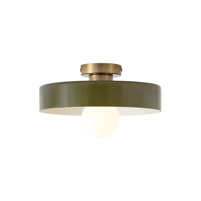 Qazqa Retro-deckenleuchte Bronze Mit Grünem Glas - Jina