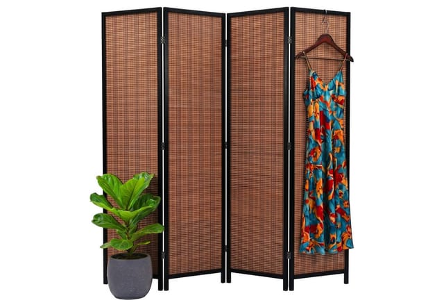 Relaxdays Paravent, 4-teilig, Faltbarer Raumtrenner, H X B: 170 X 160 Cm, Bambus, Wohnzimmer, Trennwand Innen, Braun