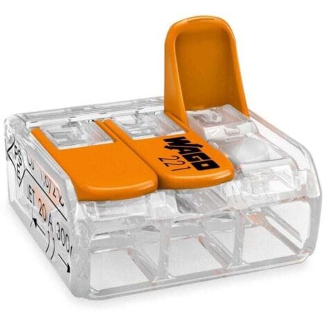 221-413 Kompakte, Transparente 3-adrige 0,2–4 Mm² Anschlussklemme Mit Hebel, 50 Stück Pro Packung