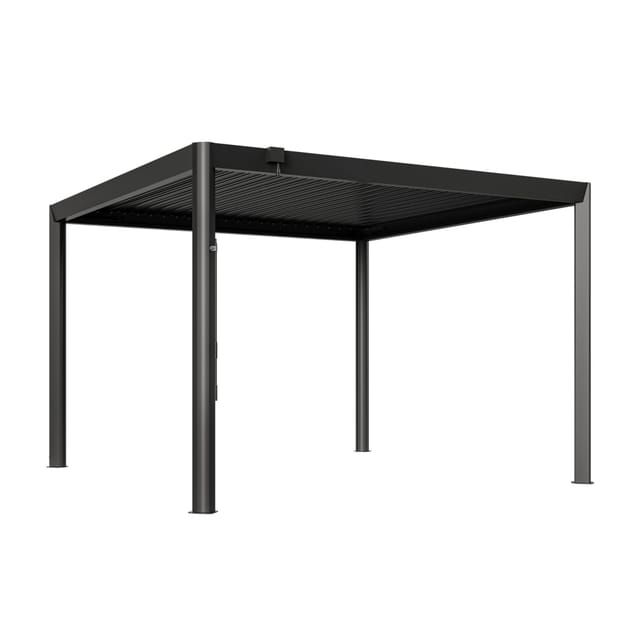 Primeyard Pergola 3,5x3,5 M Aluminium Pfosten Und Lamellendach Aus Stahl - Anthrazitfarbene Terrassenüberdachung