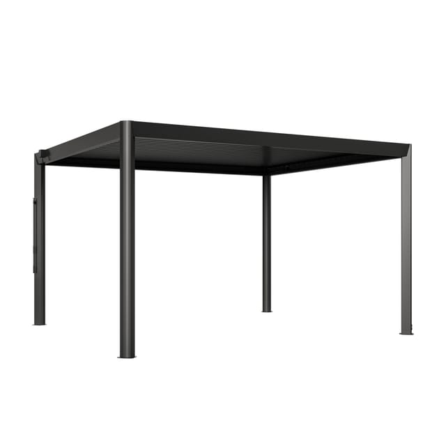 Primeyard Pergola 4x3,5 M - Pfosten Und Lamellendach Aus Aluminium - Anthrazitfarbene Terrassenüberdachung