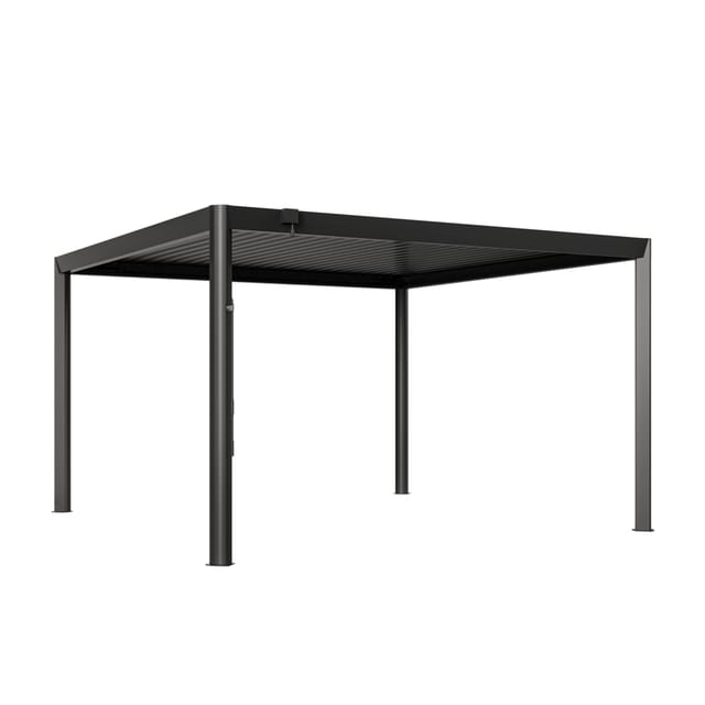 Primeyard Pergola 4x4 M - Pfosten Und Lamellendach Aus Aluminium - Anthrazitfarbene Terrassenüberdachung