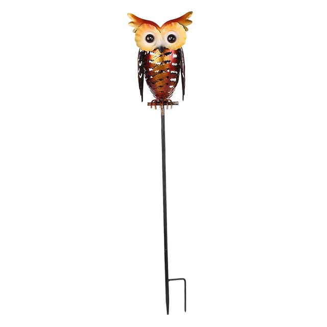 Tomshine Solarbetriebene Eulenlaterne, Erdspießlampe, Metall-eule, Dekorative Led-gartenleuchte