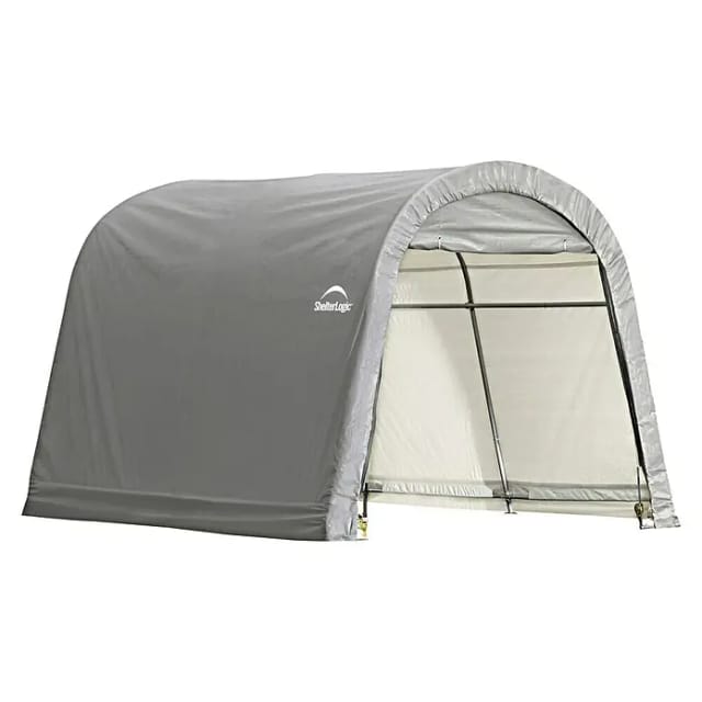 ShelterLogic Gerätehaus (Außenbreite inkl. Dachüberstand: 300 cm, Außentiefe inkl. Dachüberstand: 300 cm, Stahl, Grau)