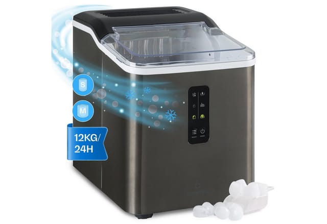 Klarstein Eiswürfelmaschine Albaron SupremeEiswürfelbereiter, Ice Maker Eismaschine elektrisch Bullet-Eis mit LCD