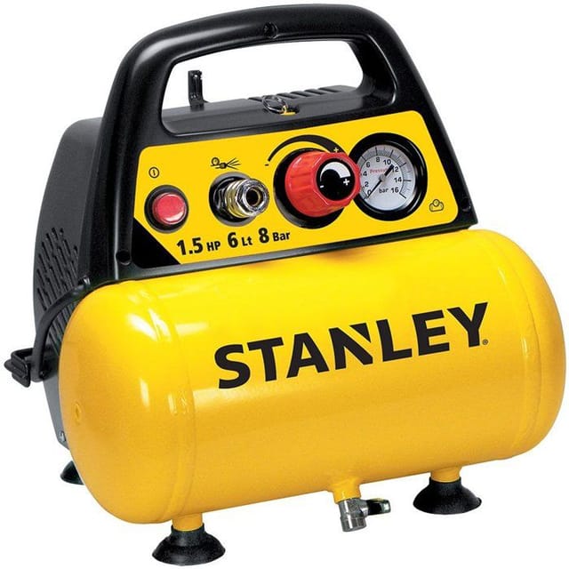 Kompressor - Horizontal - Stanley - Coax - 6 L - 1,5 Ps - Schlauch + Blaspistole