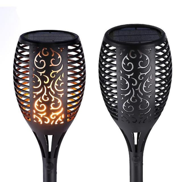 Solarbetriebene Flammenfackeln Für Den Außenbereich, Dekoratives 2er-pack, 33 Leds, Tanzende Flamme, Wasserdicht, Für Den Außenbereich