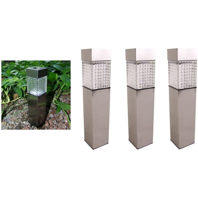 Buri - 3x Solar Gartenwegeleuchte 27,7cm Led Gartenlampe Solarleuchte Außenleuchte Deko