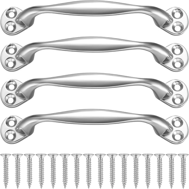 Set Mit 4 Retro-schiebetürgriffen In Bogenform Für Gartentor, Garage, Schuppen, Kleiderschrank, Mit Schrauben, 129 Mm (silber)
