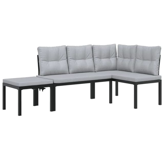 Gartenbank-set 3-tlg. Schwarz Pulverbeschichteter Stahl Vidaxl241770
