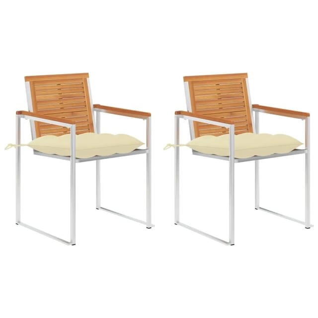 vidaXL Gartenstühle mit Kissen 2 Stk Massivholz Akazie und Stahl 3061505