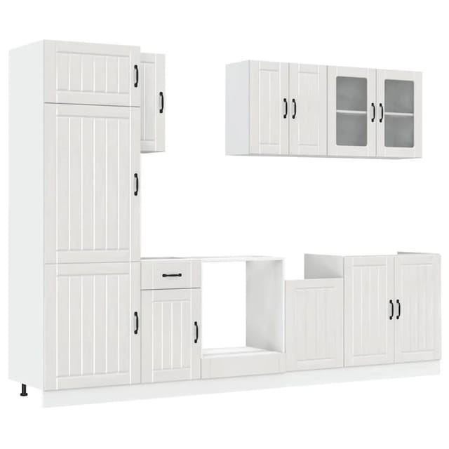 vidaXL 8 Tlg Küchenschrank-Set Lucca Hochglanz-Weiß Holzwerkstoff 3314803