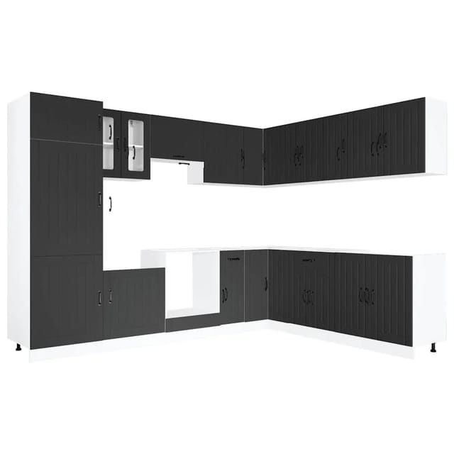 vidaXL 14 Tlg Küchenschrank-Set Lucca Schwarz Holzwerkstoff 3314982