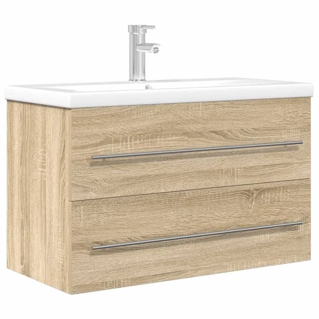 vidaXL 2-Tlg Badmöbel-Set Sonoma-Eiche Holzwerkstoff 3324964