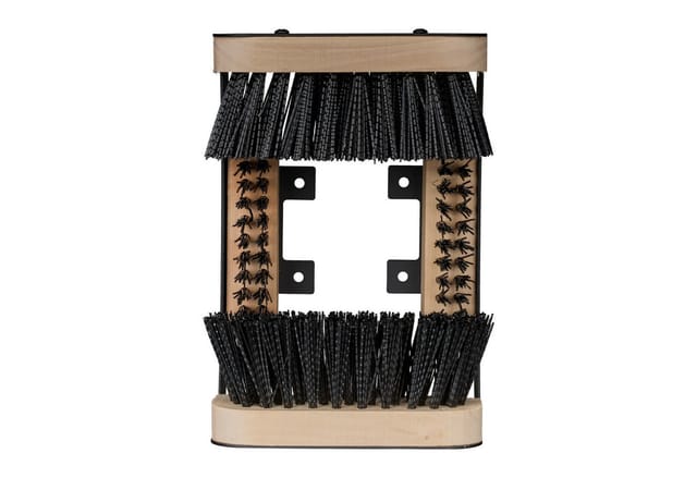 Relaxdays Schuhabstreifer Holz Kunststoff Schwarz Natur Rundumbürste Rutschfest 10,5 x 23 x 15 cm 1,2 kg