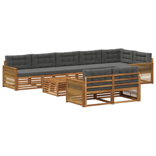 vidaXL Outdoor-Sofagarnitur mit Kissen 9 Stk 3383540