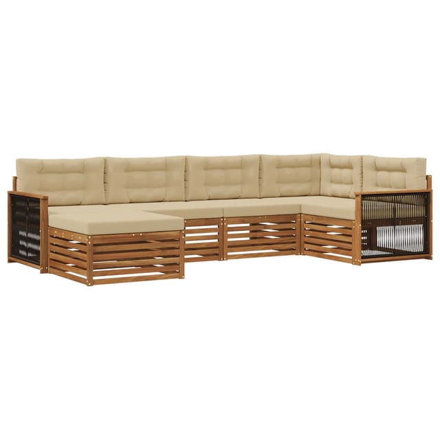 vidaXL Outdoor-Sofagarnitur mit Kissen 6 Stk Natur und Beige 3383566