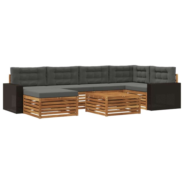 vidaXL Outdoor-Sofagarnitur mit Kissen 7 Stk Natur und Anthrazit 3383605