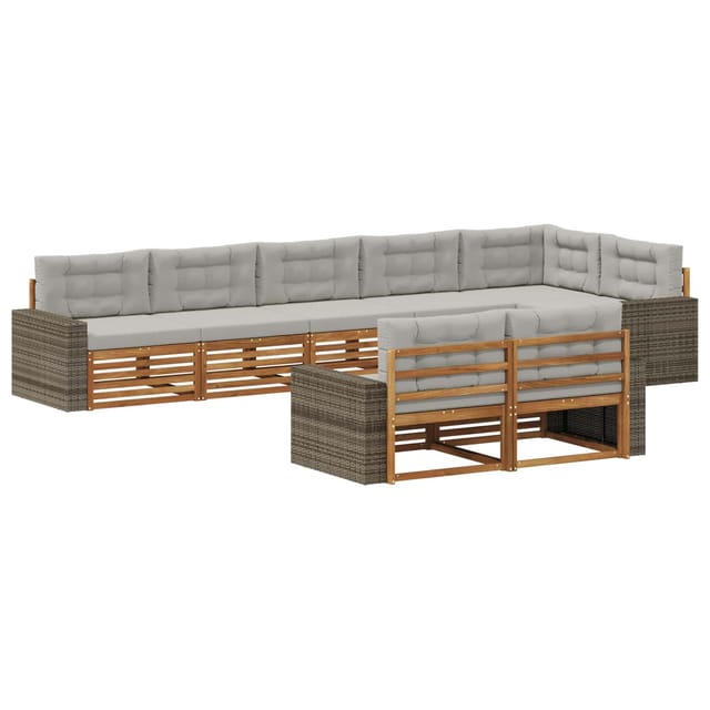 vidaXL Outdoor-Sofagarnitur mit Kissen 8 Stk Natur und Hellgrau 3383519