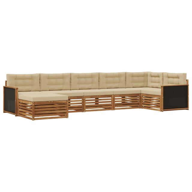 vidaXL Outdoor-Sofagarnitur mit Kissen 7 Stk Natur und Beige 3383616