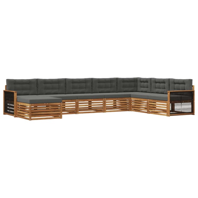 vidaXL Outdoor-Sofagarnitur mit Kissen 8 Stk Natur und Anthrazit 3383715