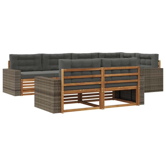 vidaXL Outdoor-Sofagarnitur mit Kissen 7 Stk Natur und Anthrazit 3383490