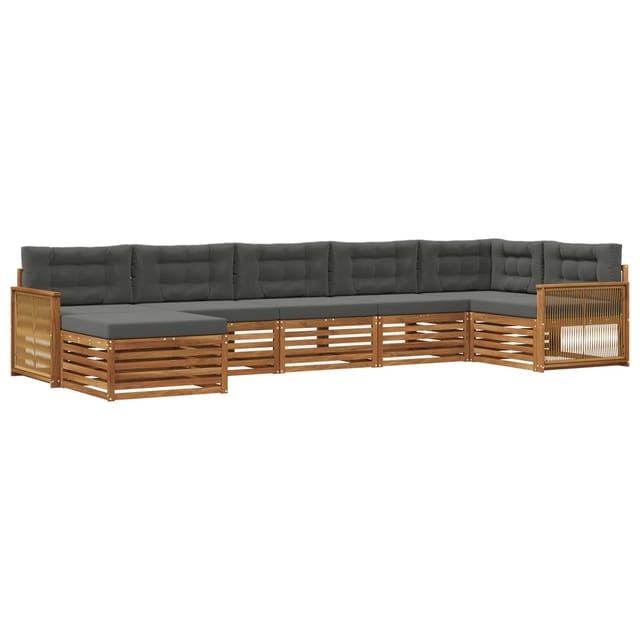 vidaXL Outdoor-Sofagarnitur mit Kissen 7 Stk Natur und Anthrazit 3383630