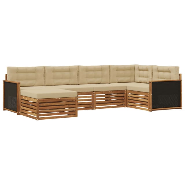 vidaXL Outdoor-Sofagarnitur mit Kissen 6 Stk Natur und Beige 3383556