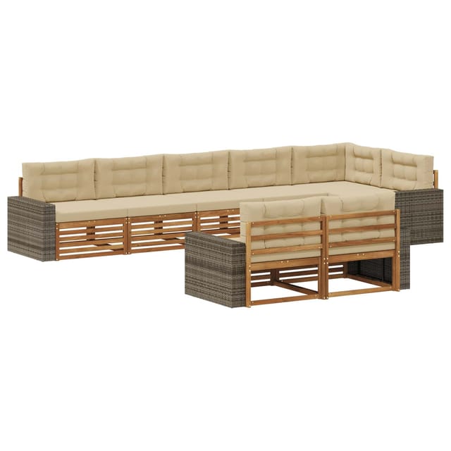 vidaXL Outdoor-Sofagarnitur mit Kissen 8 Stk Natur und Beige 3383521