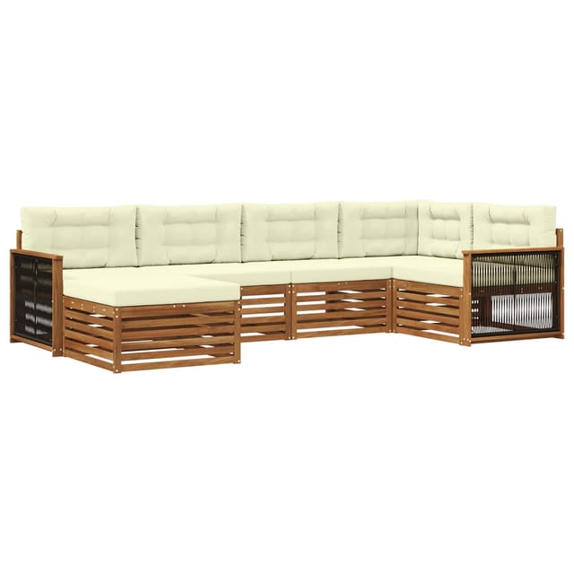 vidaXL Outdoor-Sofagarnitur mit Kissen 6 Stk Natur und Creme 3383563