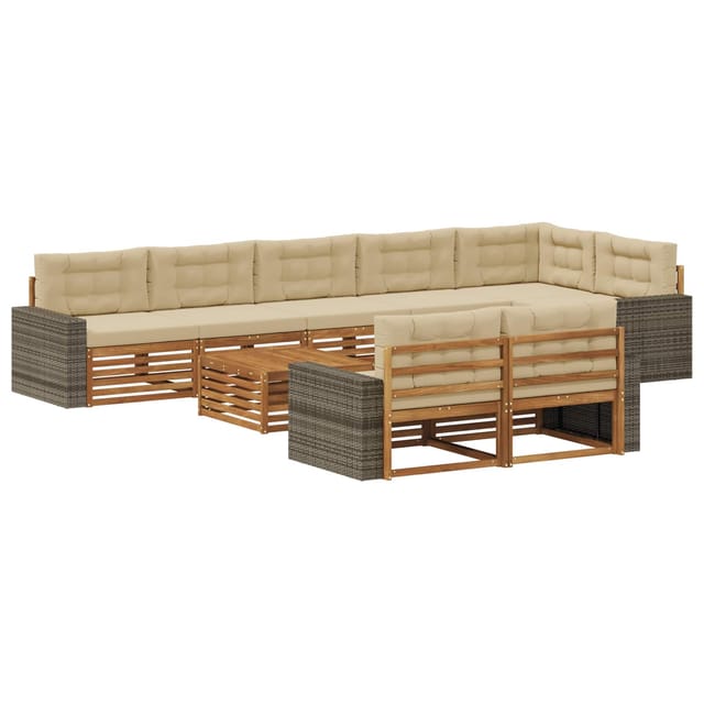 vidaXL Outdoor-Sofagarnitur mit Kissen 9 Stk 3383551