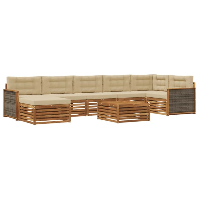 vidaXL Outdoor-Sofagarnitur mit Kissen 8 Stk Natur und Beige 3383651