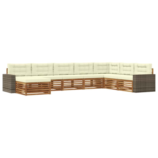 vidaXL Outdoor-Sofagarnitur mit Kissen 8 Stk Natur und Creme 3383728