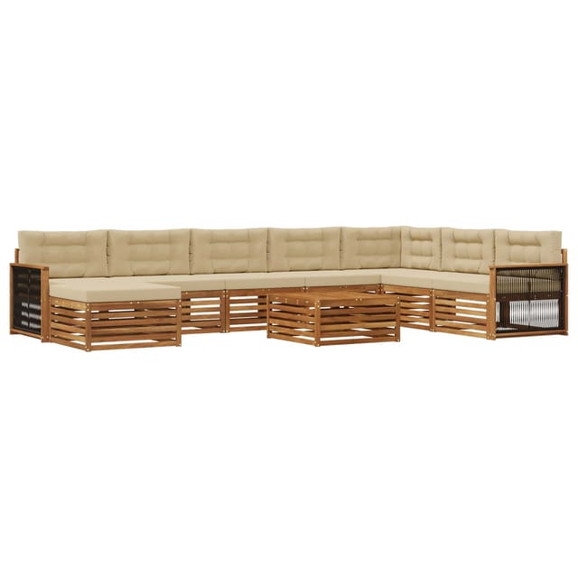 vidaXL Outdoor-Sofagarnitur 9 Stk Natur und Beige Massivholz Akazie 3383746